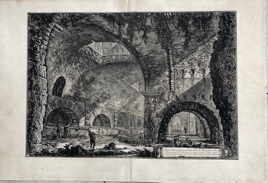 Grande acquaforte di Piranesi del XVIII secolo tratta dalle sue Vedute di Roma. 