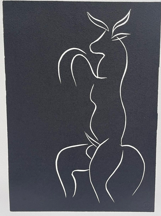 Linoleografia Capricorno di Henri Matisse con HM Blindstamp
