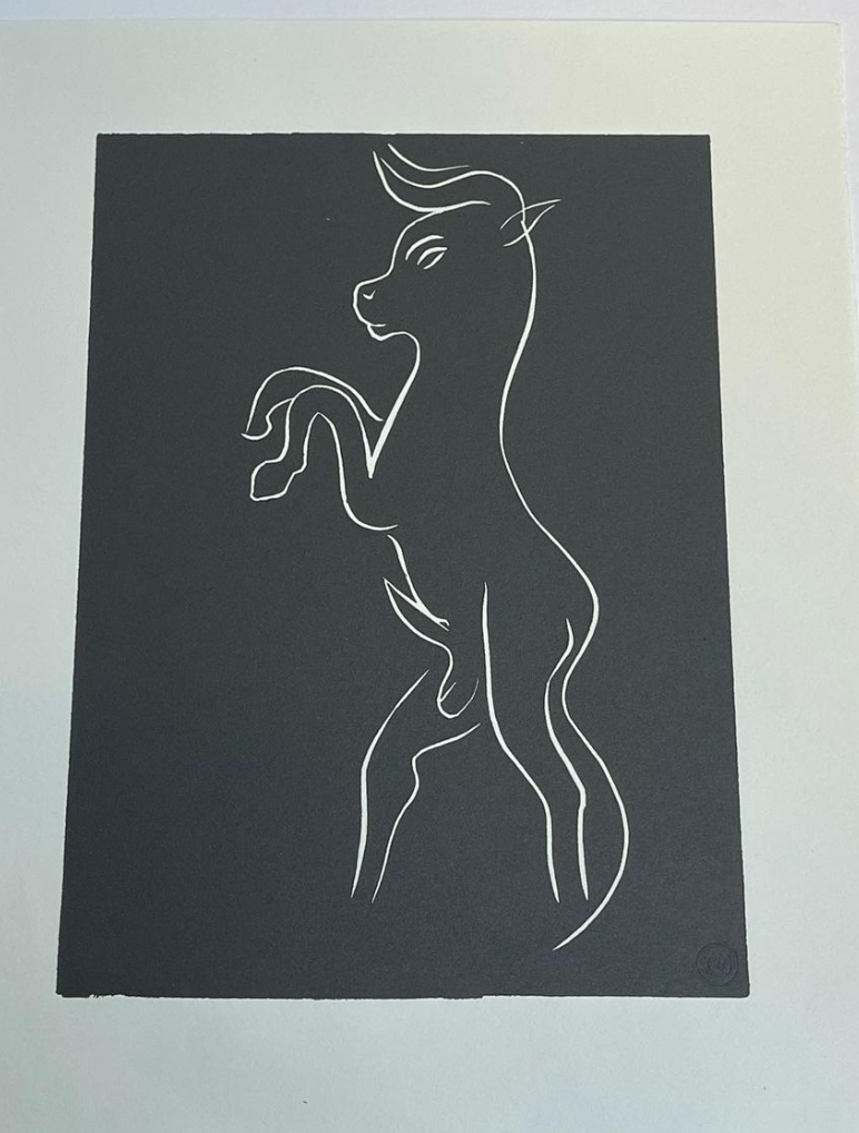 Aries, Linocut by Henri Mattise with Blind Stamp