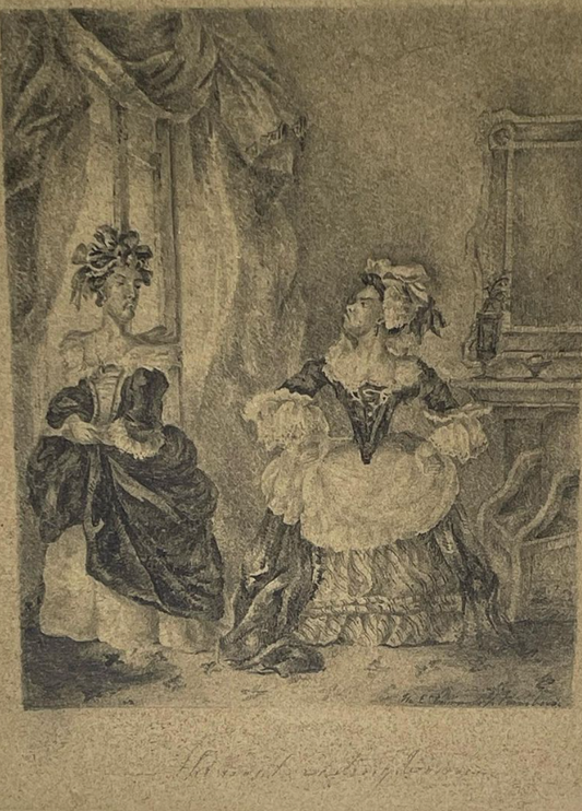 Uomini dell'inizio del XIX secolo in abiti femminili