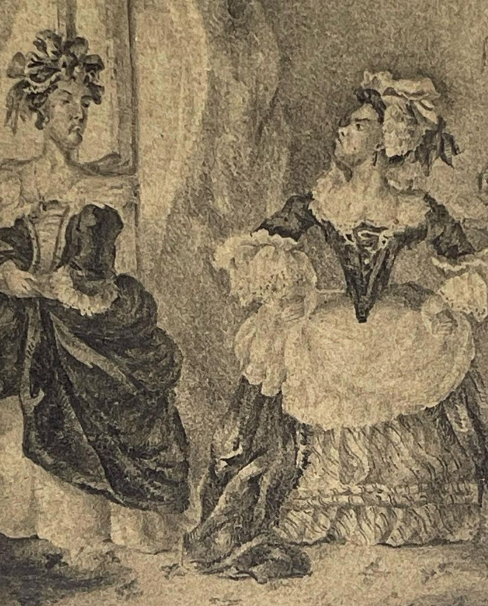 Uomini dell'inizio del XIX secolo in abiti femminili