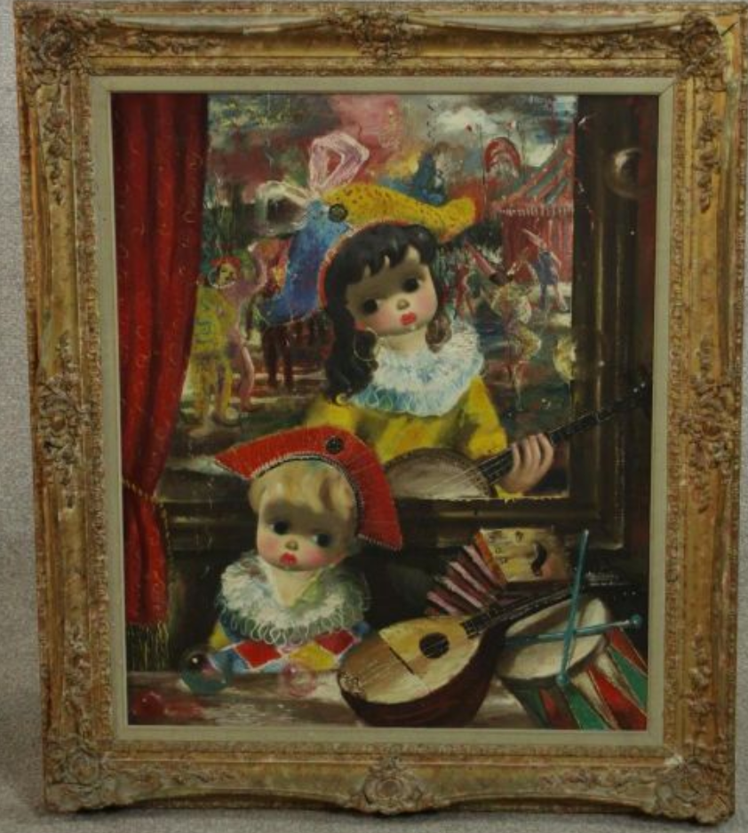 Little Minstrels   Italian Surrealist Oil on Canvas by Jean Calogero 1922 -2001