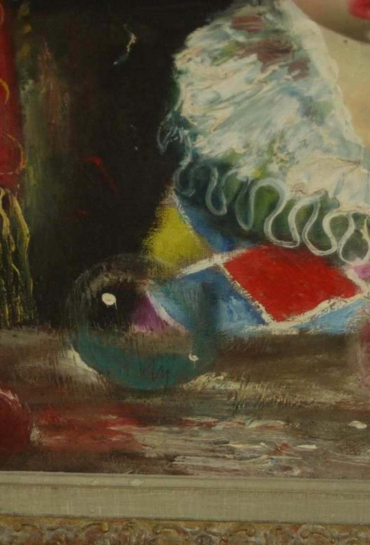 Piccoli menestrelli Olio surrealista italiano su tela di Jean Calogero 1922 -2001