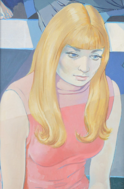Portrait in Pink 1960's by Dan Stephen oil