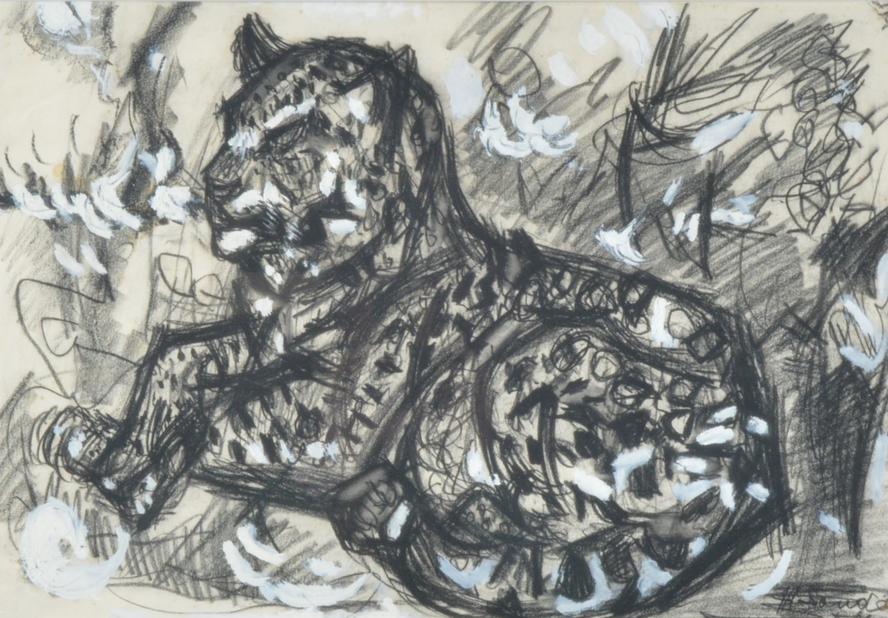 Henry Sanders 1918 – 1982 Drawing of Leopard