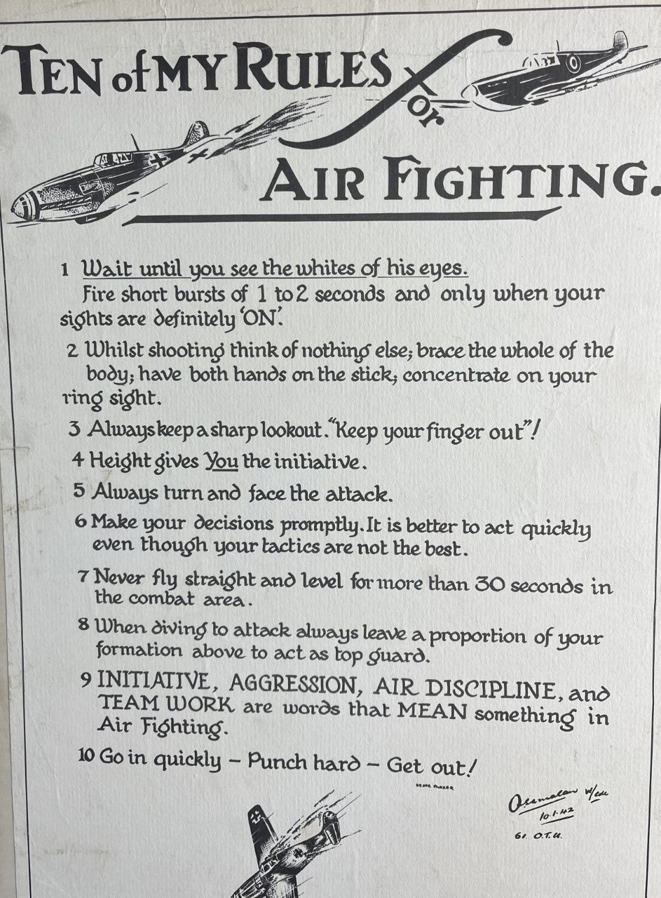 Dieci delle mie regole per il combattimento aereo - Poster originale della seconda guerra mondiale
