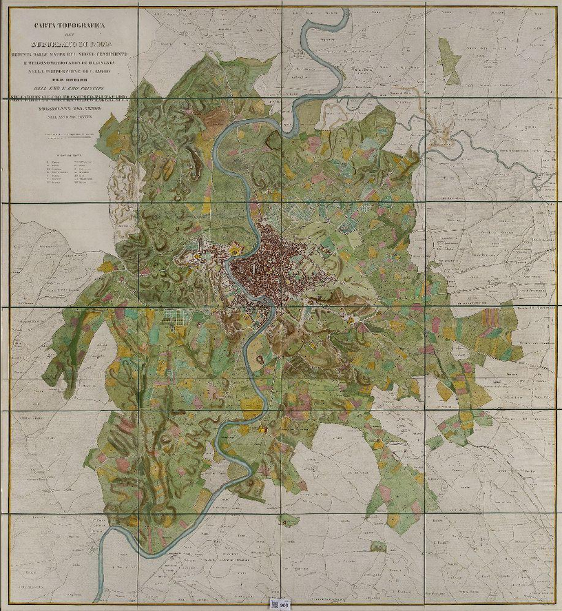 Cartogram Rome Map Of Rome Carta Topografica del Suburbano di Romai, 1839 (Topographi ...