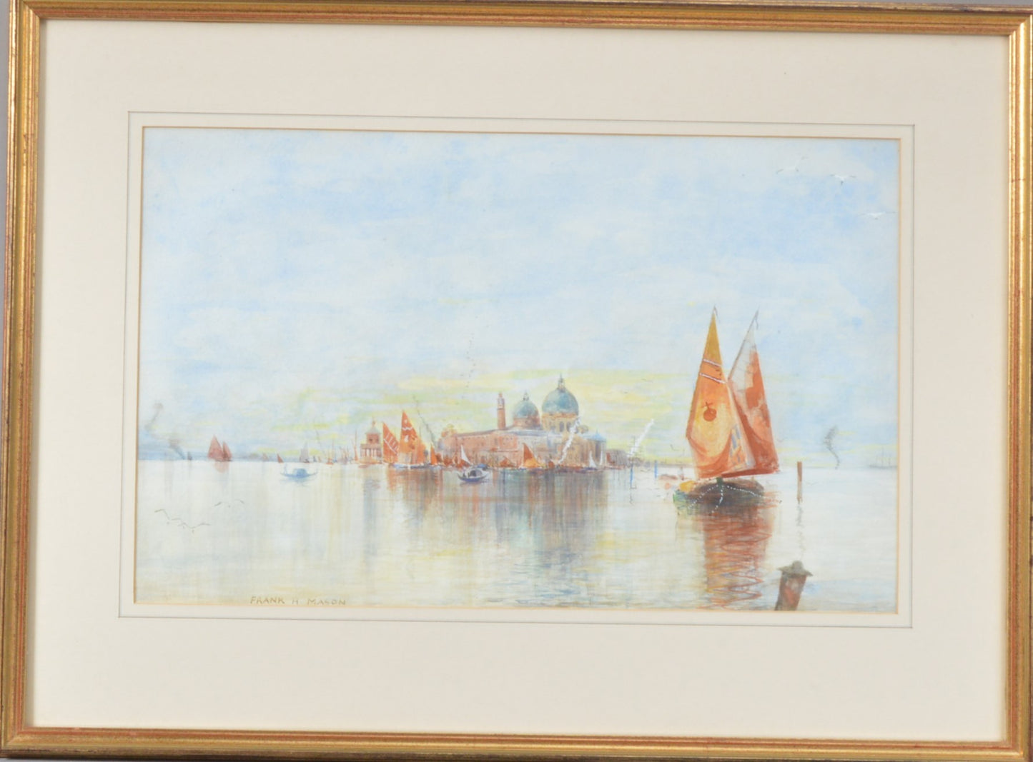 Superb early 20th Century Watercolour, Afterglow, Pescheria, Venice, signed