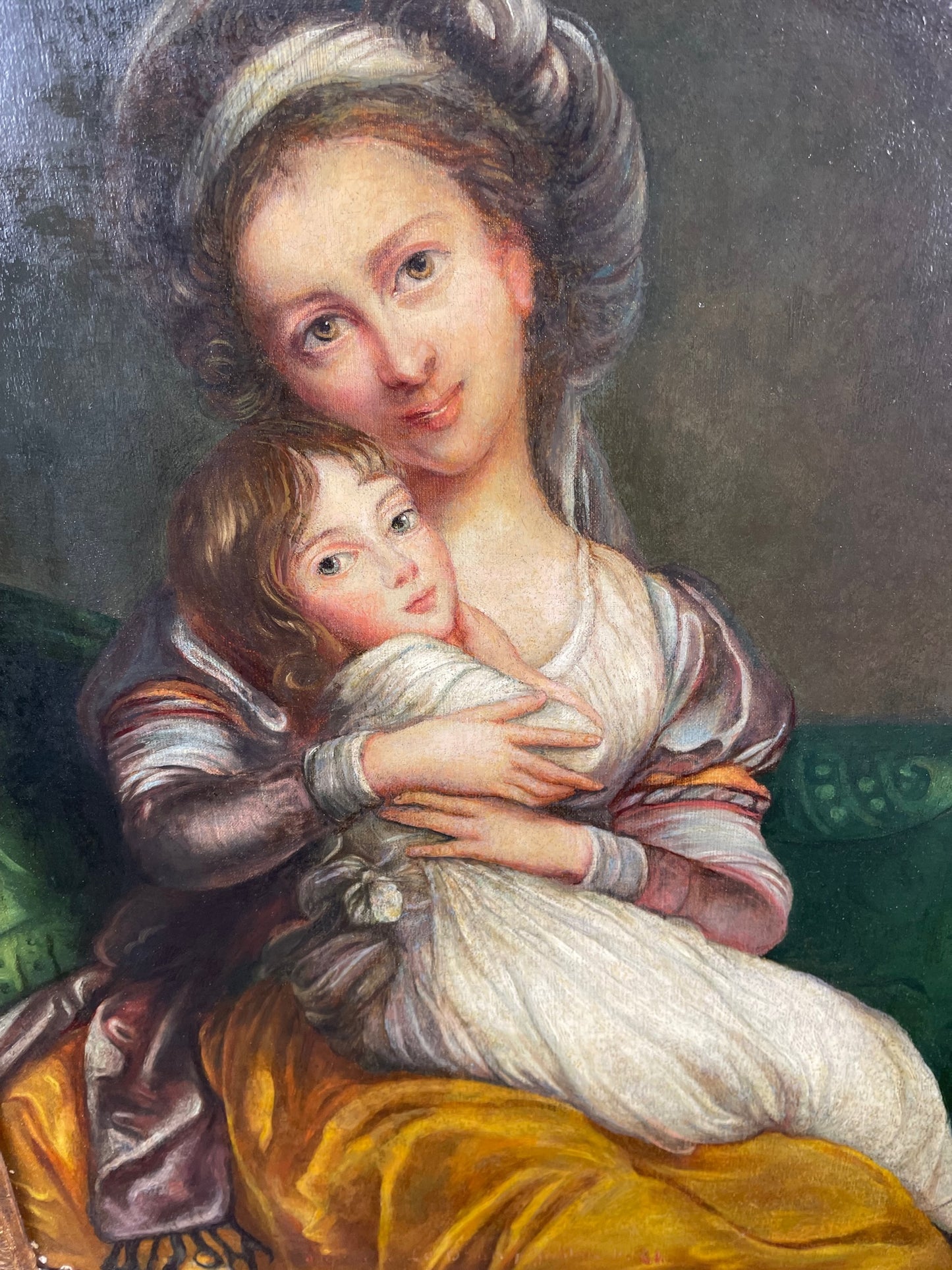 Early 19th Century Oil Painting "Mother and Child"