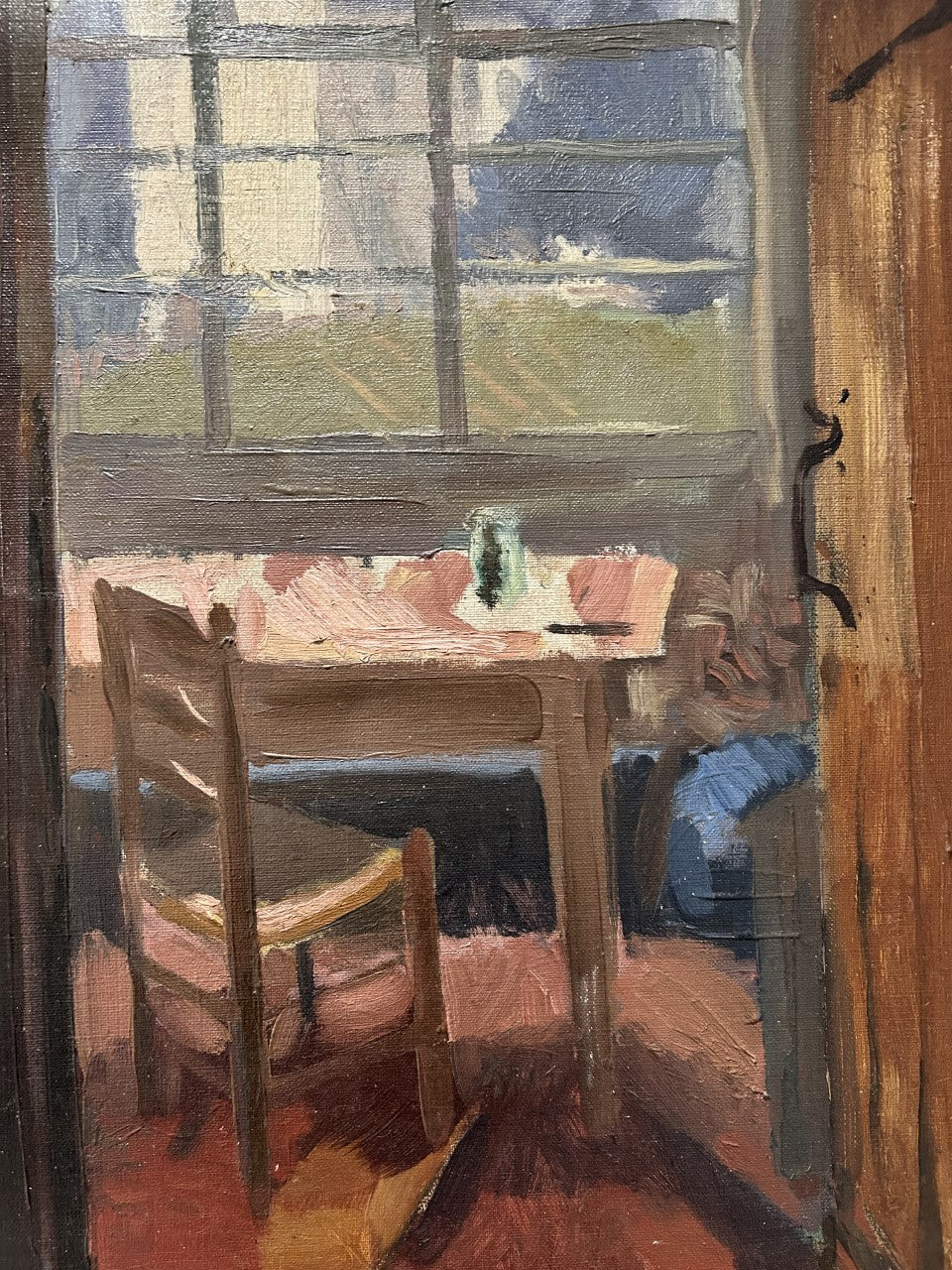Mid Century Oil on Canvas Room With a View