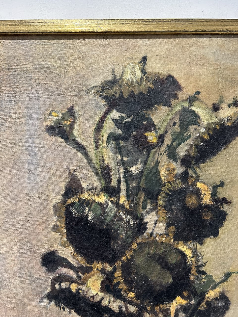 Large 1950's Still Life  of Sunflowers