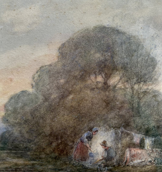 19th Century Watercolour of Travellers Camp